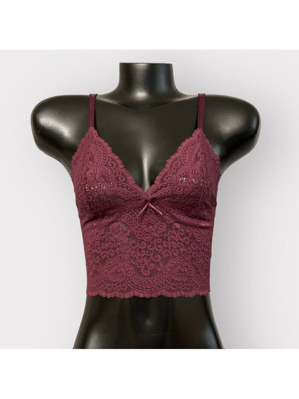 Victoria’s Secret VINTAGE Longline Lace Bralette Womens M Purple Coquette Floral